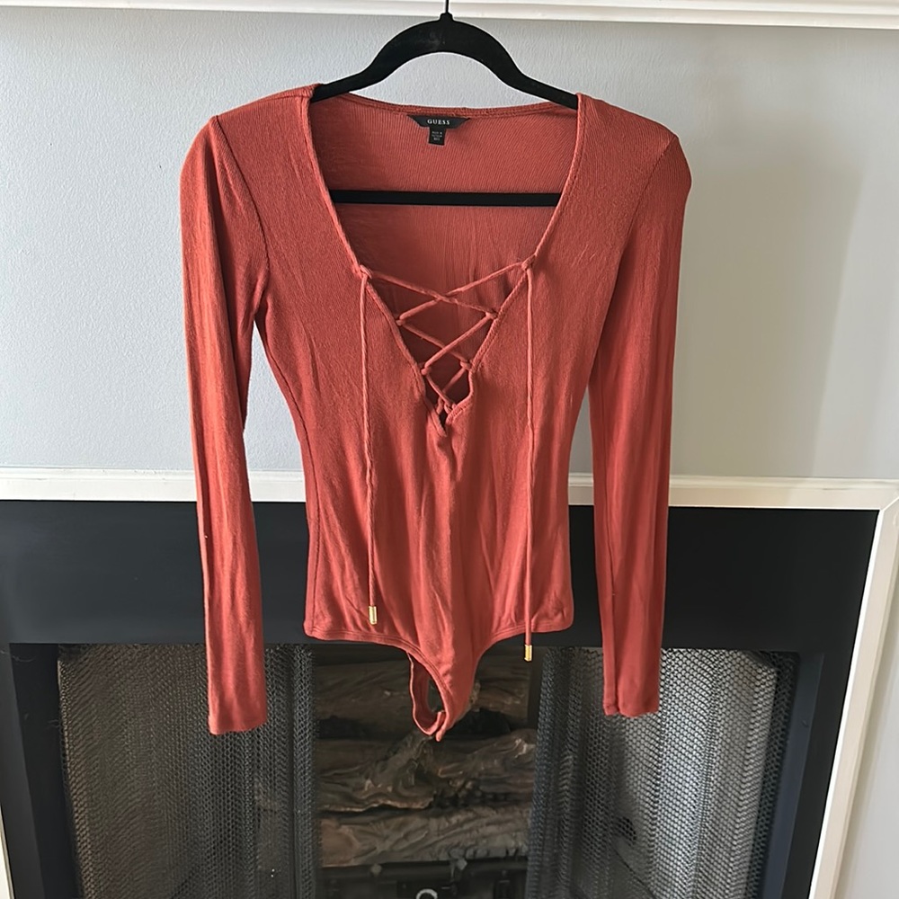 Guess orange cross bodysuit